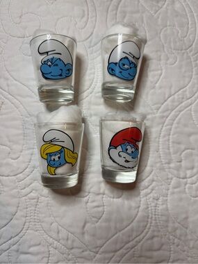 Set of 4 Smurfs Shot Glass - Peyo 2010